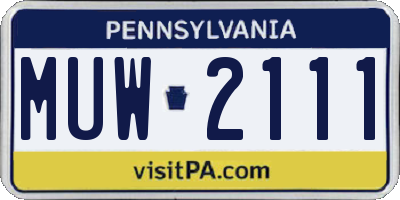 PA license plate MUW2111