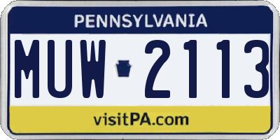 PA license plate MUW2113