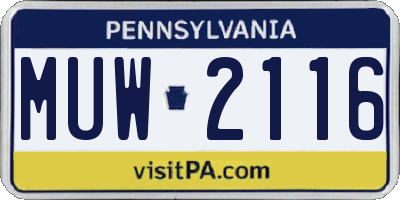 PA license plate MUW2116