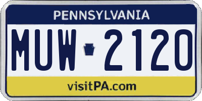 PA license plate MUW2120