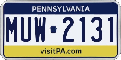 PA license plate MUW2131