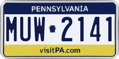 PA license plate MUW2141