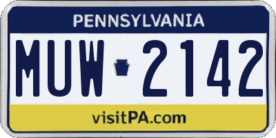 PA license plate MUW2142
