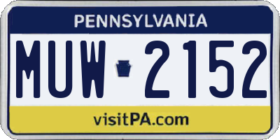 PA license plate MUW2152