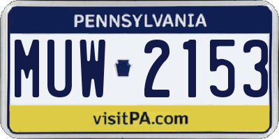 PA license plate MUW2153