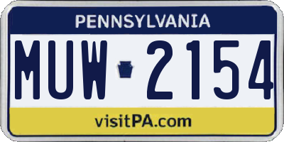 PA license plate MUW2154