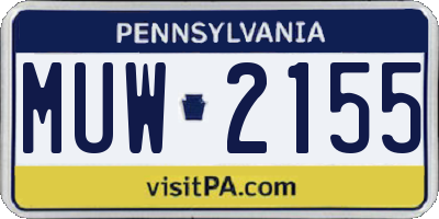 PA license plate MUW2155