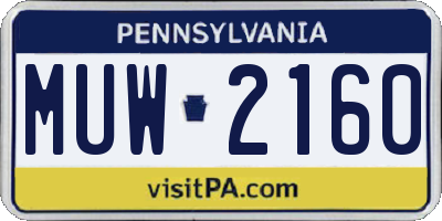 PA license plate MUW2160
