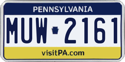 PA license plate MUW2161
