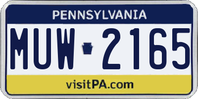 PA license plate MUW2165