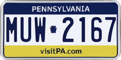 PA license plate MUW2167