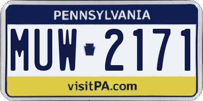 PA license plate MUW2171