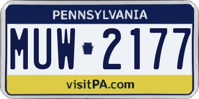 PA license plate MUW2177