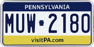 PA license plate MUW2180
