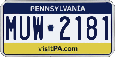 PA license plate MUW2181