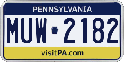 PA license plate MUW2182