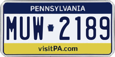 PA license plate MUW2189