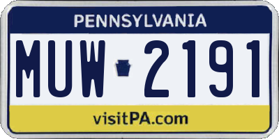 PA license plate MUW2191