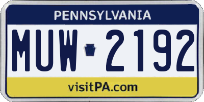 PA license plate MUW2192