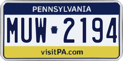 PA license plate MUW2194