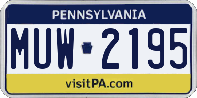 PA license plate MUW2195