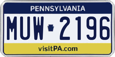 PA license plate MUW2196