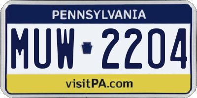 PA license plate MUW2204