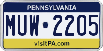 PA license plate MUW2205