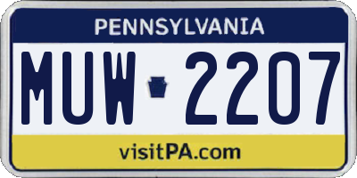 PA license plate MUW2207
