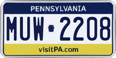 PA license plate MUW2208