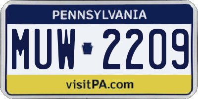 PA license plate MUW2209
