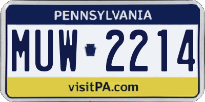 PA license plate MUW2214