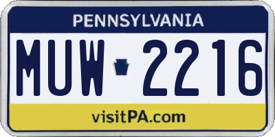 PA license plate MUW2216