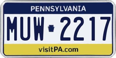 PA license plate MUW2217