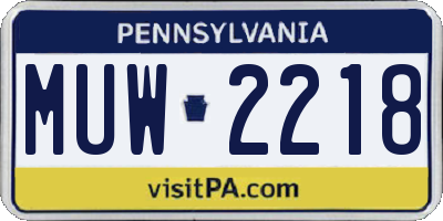 PA license plate MUW2218