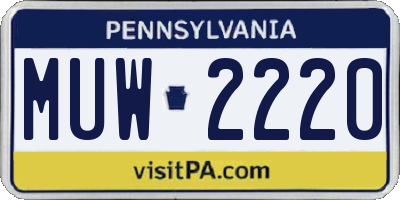 PA license plate MUW2220