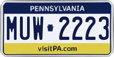 PA license plate MUW2223