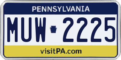 PA license plate MUW2225