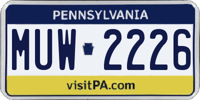 PA license plate MUW2226
