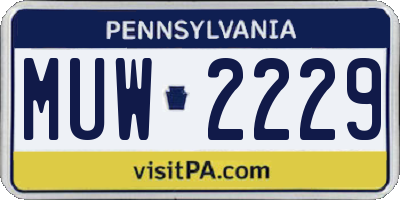 PA license plate MUW2229