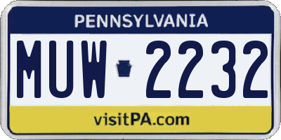 PA license plate MUW2232