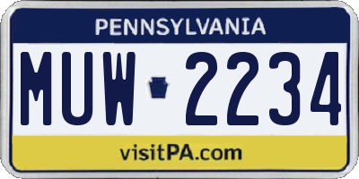 PA license plate MUW2234