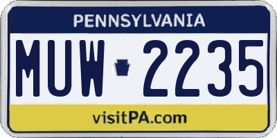 PA license plate MUW2235