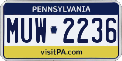 PA license plate MUW2236