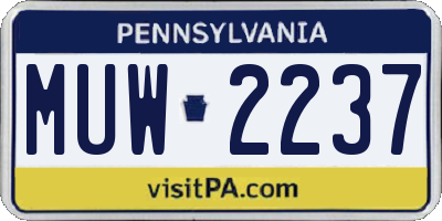 PA license plate MUW2237