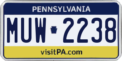 PA license plate MUW2238