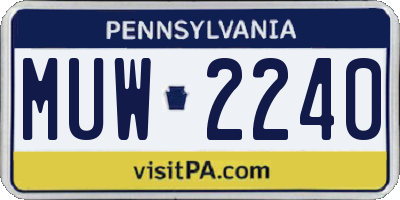 PA license plate MUW2240