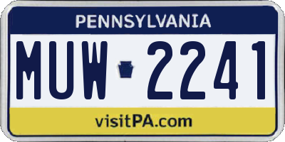 PA license plate MUW2241