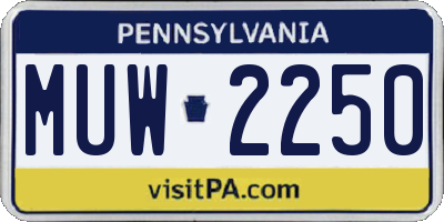 PA license plate MUW2250