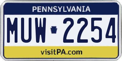 PA license plate MUW2254
